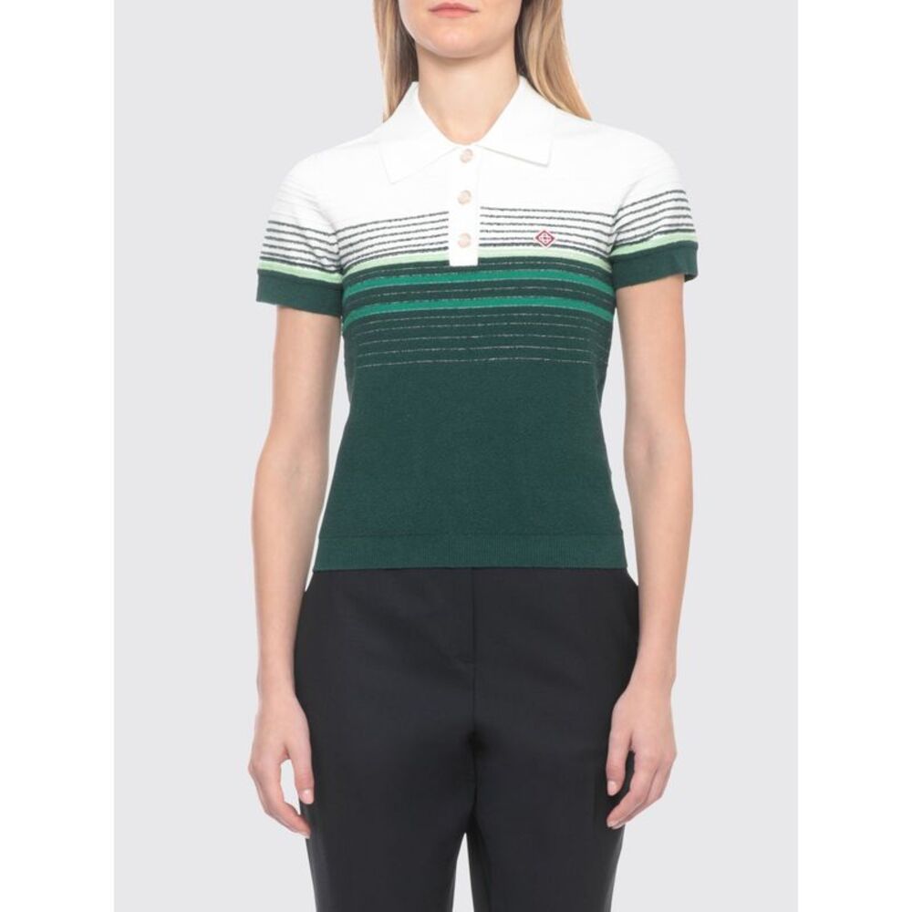 Casablanca Women Striped Cotton-Knit Slim Fit Polo Casablanca